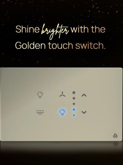 Add a touch of gold to your interiors with this elegant touch switch. The subtle golden finish and clear, backlit icons for lighting and fan control bring a premium feel to your walls. It’s a perfect example of how our retrofit solutions add luxury without requiring any renovation.