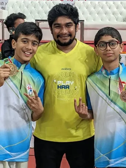 A proud moment with two of my champions, Asit Brahmane and Yohansh Vyas. Both won gold medals at the Sub-Junior State championship and were selected to represent us at the Nationals. This is the joy of coaching.