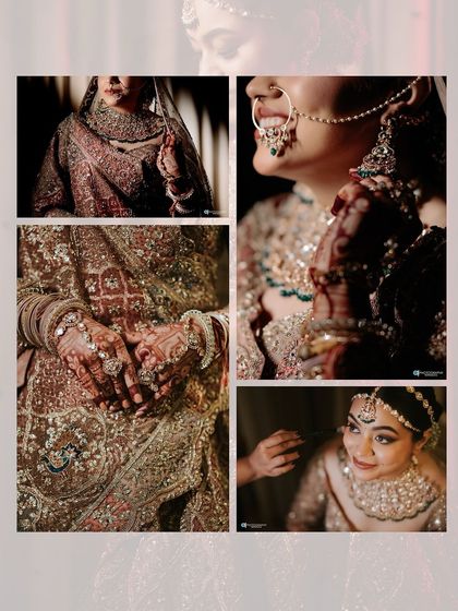 A collection of professional shots of my bride Shachi. Her dusty rose lehenga with a long trail was pure magic. We did a soft glam look with a subtle smokey eye to match the grandeur.