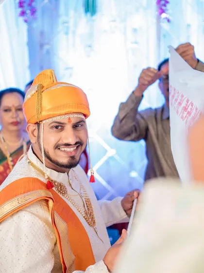 Groom's makeup is just as important as the bride's. This groom was so happy with his natural, enhanced look, and his smile says it all.