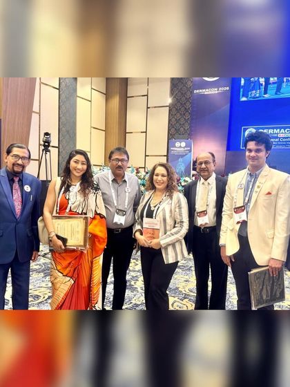 With a group of senior dermatologists and colleagues at Dermacon 2026. The opportunity to learn from and collaborate with such experienced professionals is invaluable.