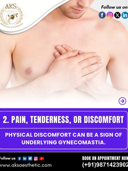 Physical discomfort, such as pain or tenderness in the chest area, can be another sign of underlying gynecomastia. It's important to get this checked by a specialist.