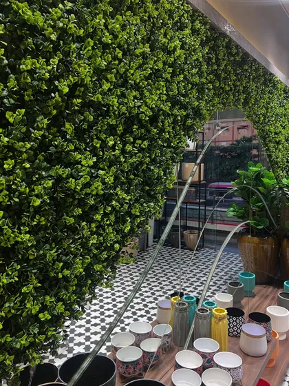The entrance to our Surathkal store features a beautiful artificial green archway, inviting you into our world of plants.