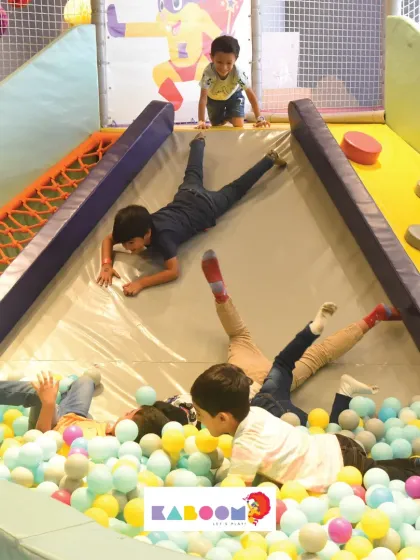 A pile of fun! Kids love sliding and tumbling right into the soft landing of our colorful ball pit.
