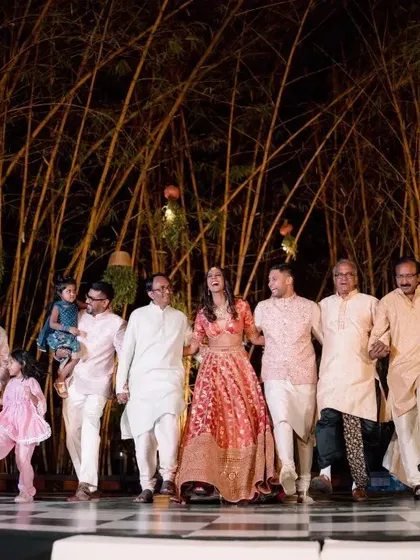 A wedding is about two families coming together, and the sangeet is the perfect celebration of that. I love creating routines that involve everyone, from the youngest cousin to the eldest uncle.