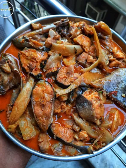 Pangasius fish cooked with bamboo shoots, a simple yet delicious curry.