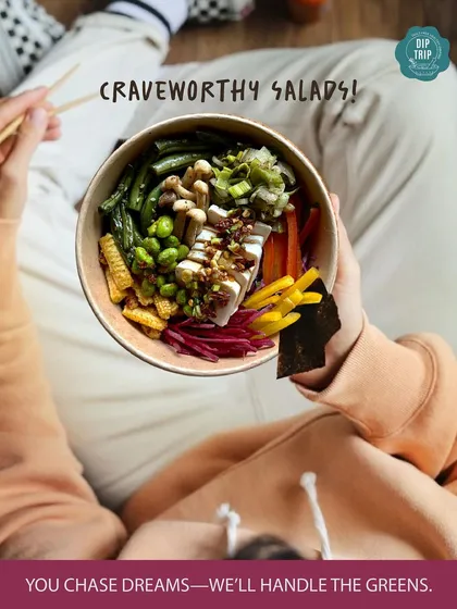 You focus on your ambitions, and we'll handle the healthy meals. Our service is built for people on the go, delivering crave-worthy salads packed with fresh greens and protein right to your door.