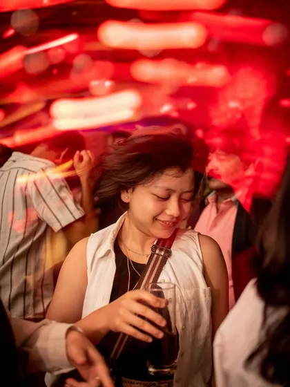 The red lighting at Roxy creates such a dramatic and energetic mood.