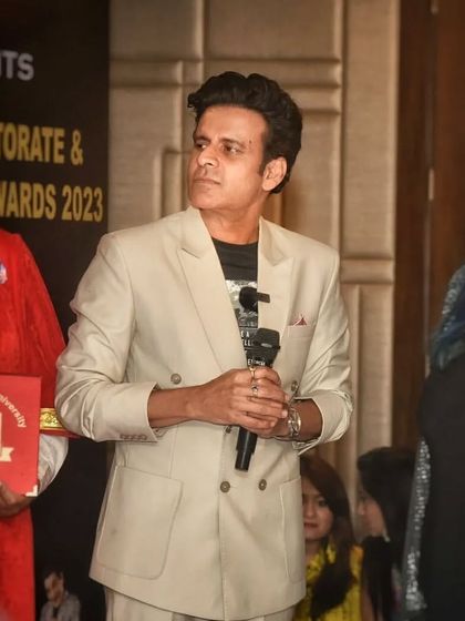 The legendary actor Manoj Bajpayee wearing a custom beige double-breasted blazer. It's an honor to create pieces for artists I admire.
