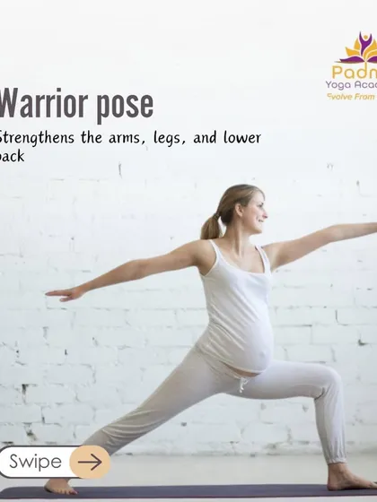 Warrior Pose builds strength in the arms, legs, and lower back, helping you feel powerful and grounded during pregnancy.