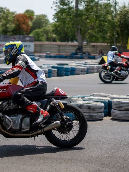 A rider navigates a tight corner at the Ahmedabad Zonal Selection.