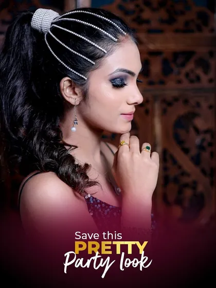 Save this pretty party look! A beautiful smokey eye with a high ponytail and embellished hair is perfect for any celebration.
