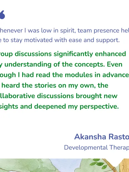 This testimonial from a developmental therapist speaks to the power of collaborative learning in our NDP course. Group discussions brought new insights and deepened her perspective on the concepts.