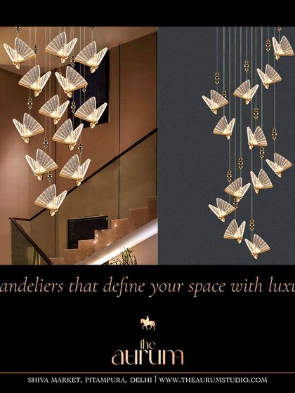 This cascading chandelier, with its wing-like elements, creates a sense of movement and grace. It's an ideal choice for a staircase, where its verticality can be showcased.