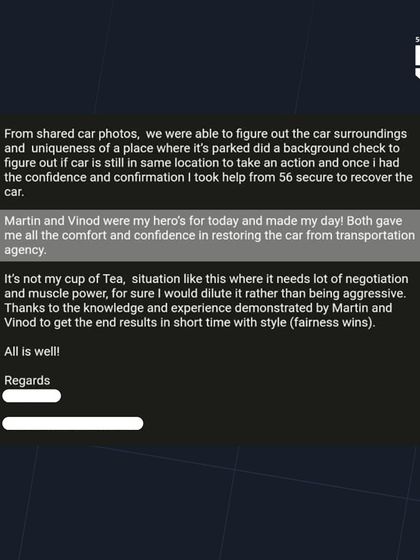 The conclusion of Sridhar's email, where he calls our agents his "heroes" for the day. He highlights their ability to negotiate and achieve results without aggression, demonstrating our professional approach.