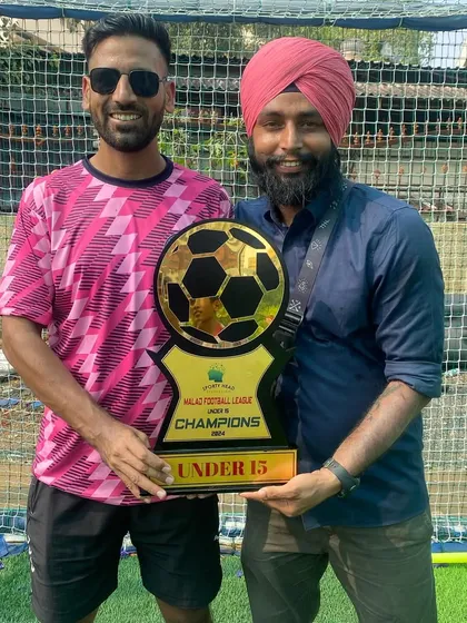 Our coaches celebrating the U-15 championship win at the Sportyhead Premier League.