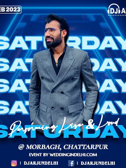 A Saturday night party at Morbagh, Chhatarpur. I am the go-to DJ for many of the farmhouses and event venues in the area.