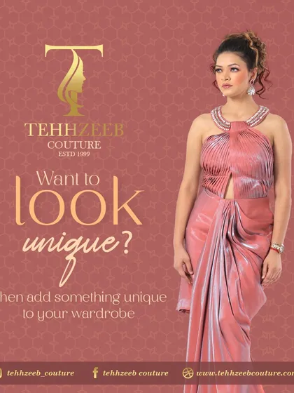 Want to look unique? Add something special to your wardrobe, like this shimmering pink draped gown with a statement neckline.