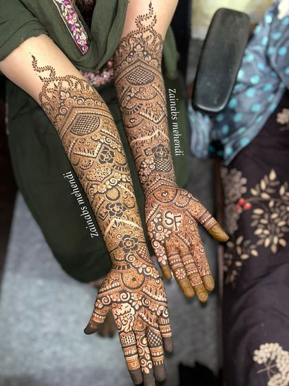 A full bridal design with personalized initials "SF".