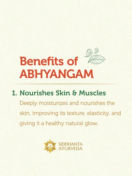 Abhyangam, or full-body oil massage, deeply moisturizes the skin and nourishes the underlying muscles. This improves skin texture and elasticity, giving it a healthy, natural glow.