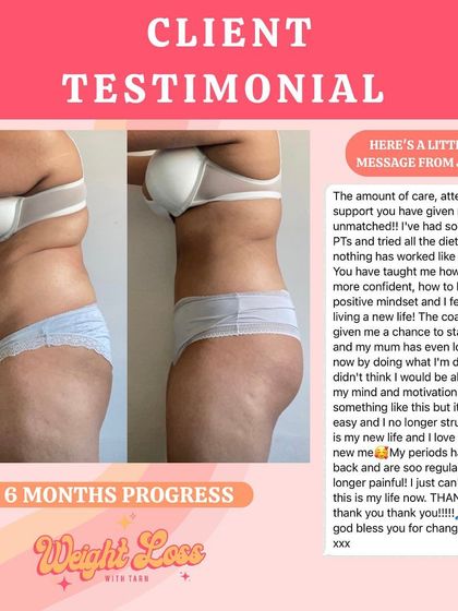 A 6-month progress shot from my client Jas. She came to me after trying countless diets and PTs. Our program finally gave her the confidence, regular periods, and a new life.