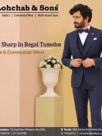 Look sharp in a regal tuxedo that is both timeless and elegant. This classic three-piece navy tuxedo is a perfect choice for any black-tie event, tailored to ensure you look your absolute best.