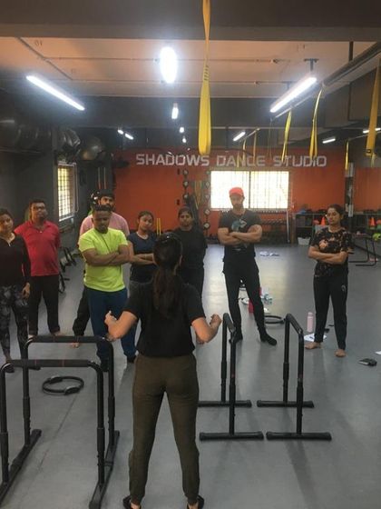 A practical session using parallettes for bodyweight strength training. We equip our students with knowledge of a wide range of fitness equipment.