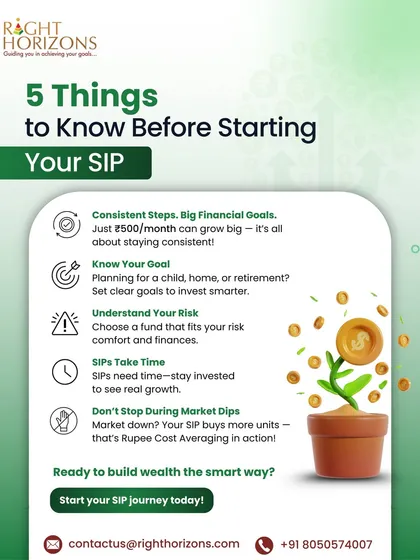 This infographic outlines five essential things every investor should know before starting a Systematic Investment Plan (SIP). We cover the importance of consistency, goal-setting, understanding risk, and leveraging market dips through rupee cost averaging to build wealth smartly.