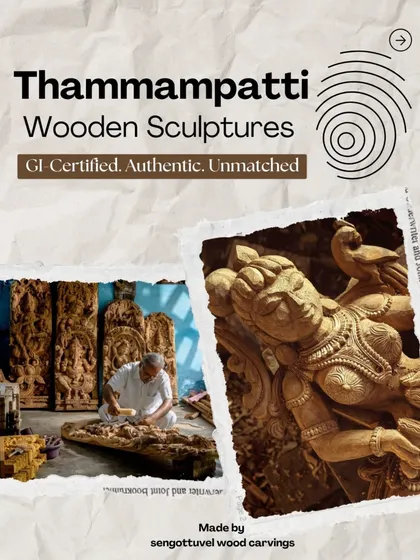 Our work is more than just craft; it is a GI-Certified legacy from Thammampatty. This certification is your assurance of authenticity, guaranteeing that each sculpture is an unmatched piece of cultural heritage, created using time-honored methods.