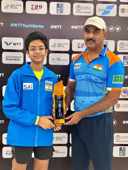 We are proud to see our players compete and win for India. Here is our student, Reyansh Jalan, with Coach Krunal Telang after winning a bronze medal for the country at the WTT Youth Contender event in Almaty, Kazakhstan.