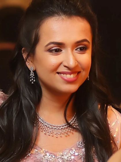 A close-up of this client's party makeup. The look is subtle, elegant, and designed to enhance her natural beauty.