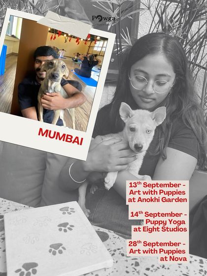 Mumbai's September calendar is here. Join us for art and yoga sessions with our adorable shelter pups.