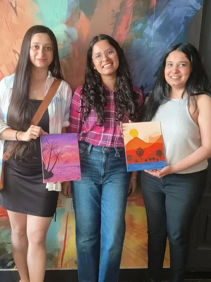 Look at these happy faces and their gorgeous paintings! This is what it's all about. You, me, and a whole lot of color. Come hang out, make some friends, and create your own little treasure to take home.