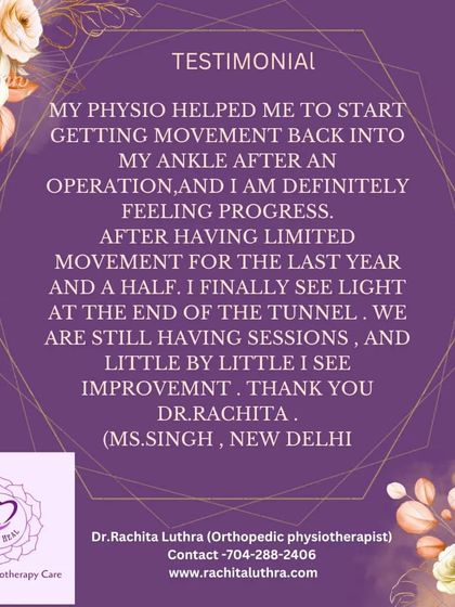 This testimonial is from a patient recovering from an ankle operation. After a year and a half of limited movement, physiotherapy is helping her see the light at the end of the tunnel.