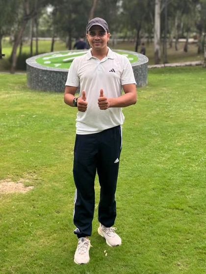 Thumbs up in the park.