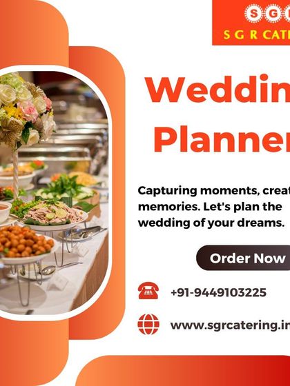 Let's plan the wedding of your dreams. This image of a lavish buffet spread shows how we capture moments and create memories through our expert wedding planning and catering.