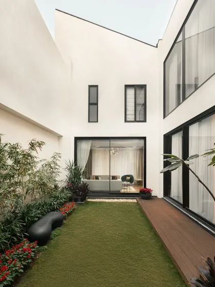 The central courtyard of the APP Residence, a key element of our design that brings light and nature into the heart of the home. Seeing our clients enjoy this space as we envisioned is the greatest reward.