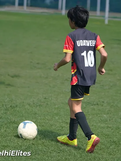 Udayveer on the ball, showcasing the skills he has honed at our academy.