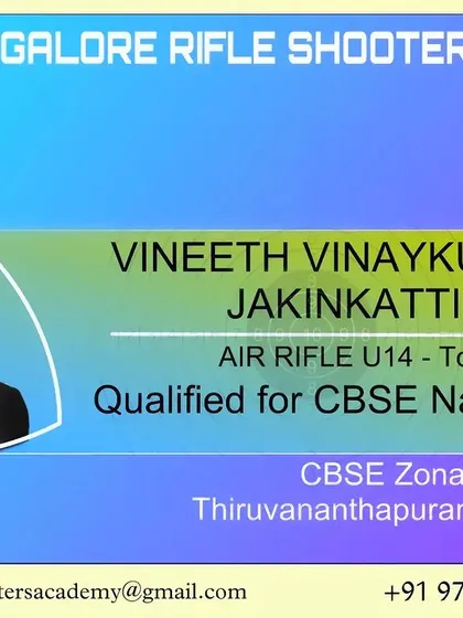 We are proud to announce that our student Vineeth Vinaykumar Jakinkatti qualified for the CBSE Nationals after a top 5 finish in the U14 Air Rifle category at the CBSE Zonal event.