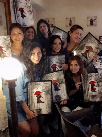 Another happy group from our "red umbrella" themed party. It's always a popular choice, especially during the monsoon season.