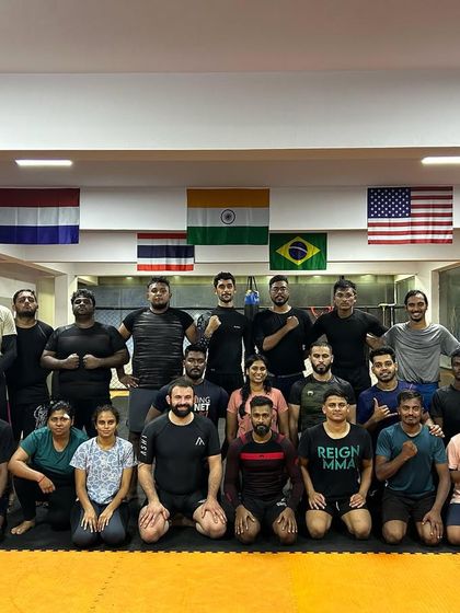 The team after a tough No-Gi session with Professor Dominick. We're always learning and evolving by training with high-level guest coaches.