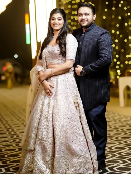 A happy and relaxed portrait of the couple at their engagement.