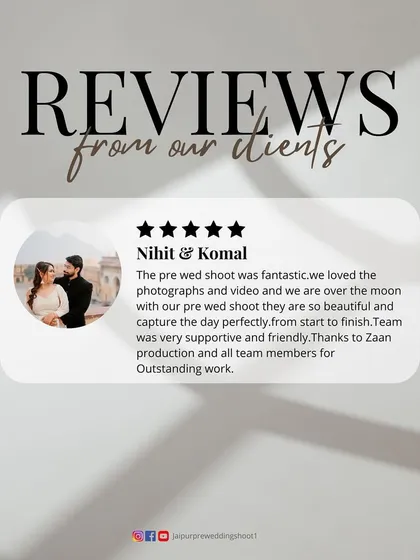 "We are over the moon with our pre wed shoot they are so beautiful." A fantastic review from Nihit and Komal, who loved their photos and videos and found our team to be very supportive and friendly.