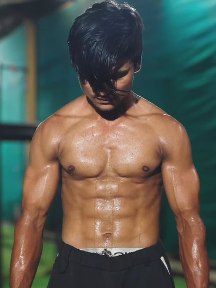 This is what I call 'CaliGains'. A well-defined chest and core built through consistent bodyweight training and dedication.