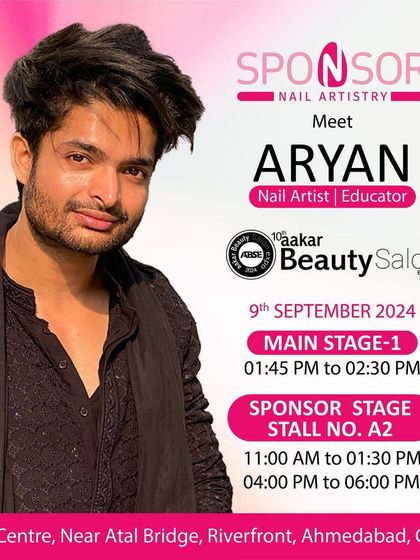 The official poster for my session at the Aakar Beauty Salon Expo in Ahmedabad. I'll be on both the main stage and the sponsor stage to share my expertise.