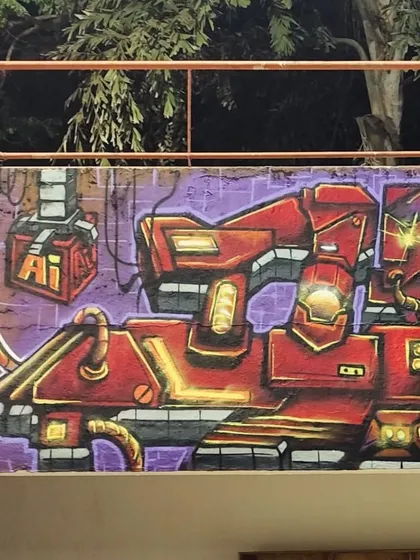 A close-up of the mecha piece. The details on the machinery and the glowing lights were a fun challenge.