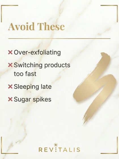 To protect your skin in your 30s, there are certain things to avoid. Over-exfoliating, switching products too frequently, sleeping late, and sugar spikes can all accelerate aging and cause skin issues.