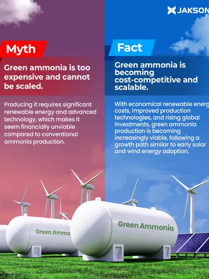 We are debunking the myth that green ammonia is too expensive to be scaled. With falling renewable energy costs and improving production technologies, green ammonia is becoming an increasingly viable and cost-competitive clean fuel, following a growth path similar to solar and wind energy.