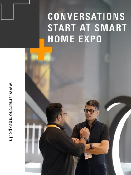 Conversations that matter start at the Smart Home Expo. A promotional graphic encouraging industry professionals to join the discussion.
