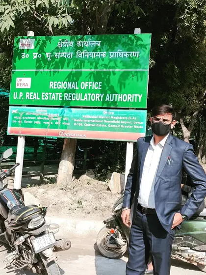 Here I am at the regional office of the U.P. Real Estate Regulatory Authority (UP-RERA). I guide real estate businesses through the complexities of RERA compliance, ensuring their projects and operations are legally sound.